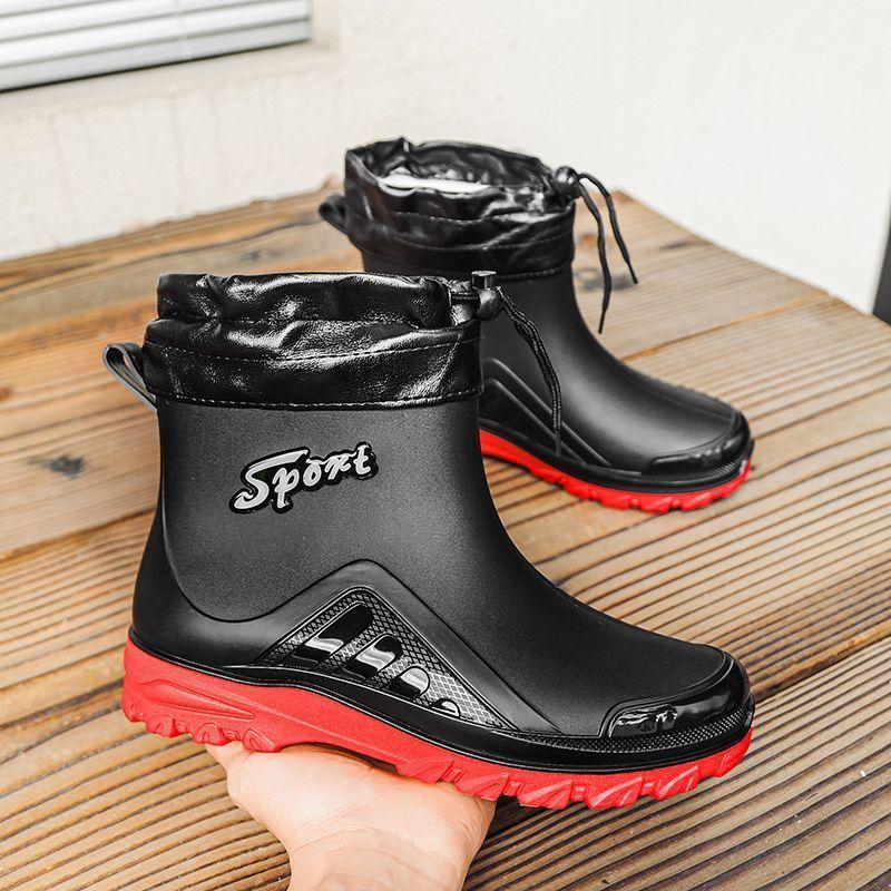New rain shoes men's fashion non-slip mid-tube rain boots new takeaway rider waterproof outdoor construction site water shoes