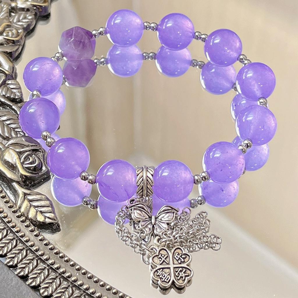 Tassel Design Violet Emerald Quartz Rock Foundation Commuter Bracelet Bracelet