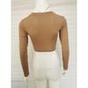 2026 Fashionable Solid Color Short Slim Fit Cropped Long Sleeve T-Shirt for Women with Round Neck