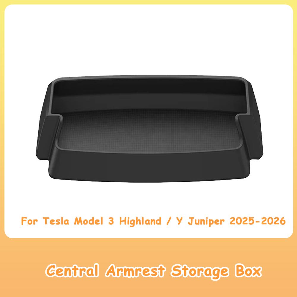 Central Armrest Storage Box For Tesla Model Y 3 Highland Juniper Car Glasses Phone Storage Case Multi Functional Accessories
