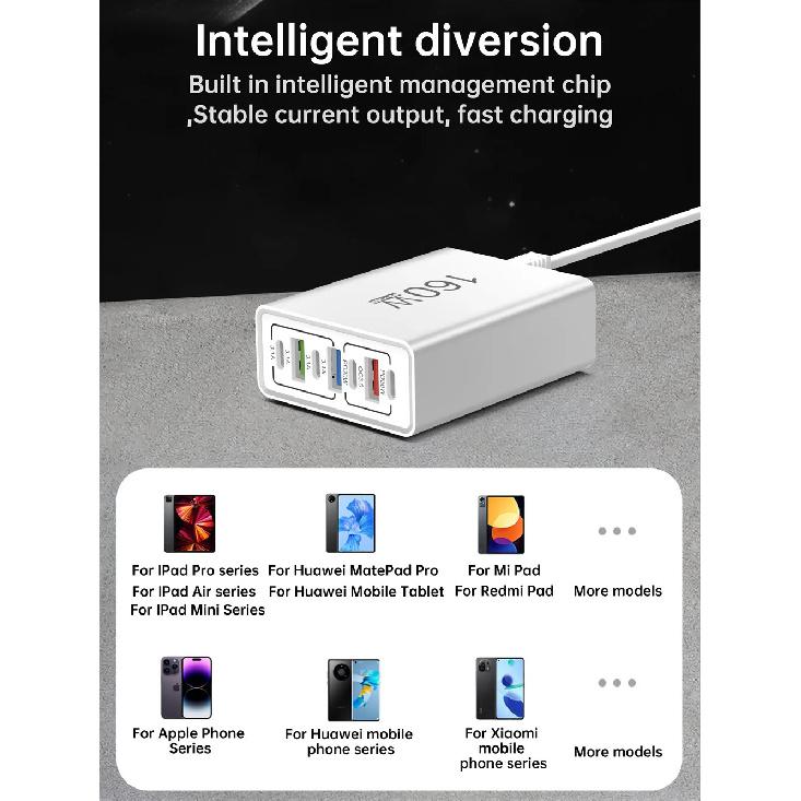160W Multi Ports USB Charger Power Strip Type C Fast Charging Phone Charger Power Adapter Quick Charge EU/US Plug Travel Charger