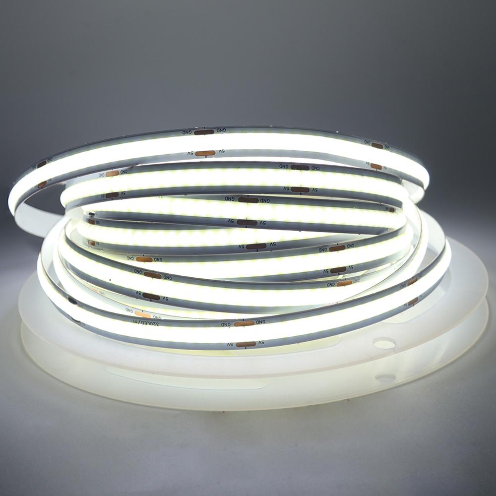 DC 5V USB COB Strip 320Leds/M White/Ice Blue/Pink/Yellow/Pink/Red PCB 8MM Flexible Ribbon Rope Night Lamp TV Backlight LED Strip