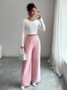 2026 European Women's Spring/Summer Drape Long Pants with Waist Patchwork and Button Details