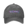 Techno Music Optical Illusion EDM Rave Baseball Caps Fashion Distressed Washed Trippy Glitch Snapback Unisex Women Outdoor Soft Hat