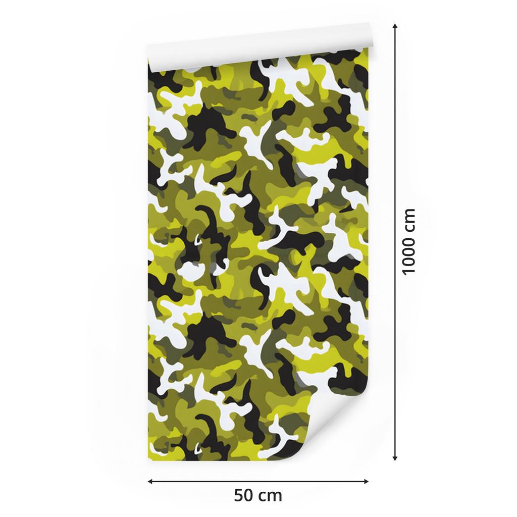 Military Camouflage Wallpaper Yellow and White for Living Room and Bedroom 50x1000