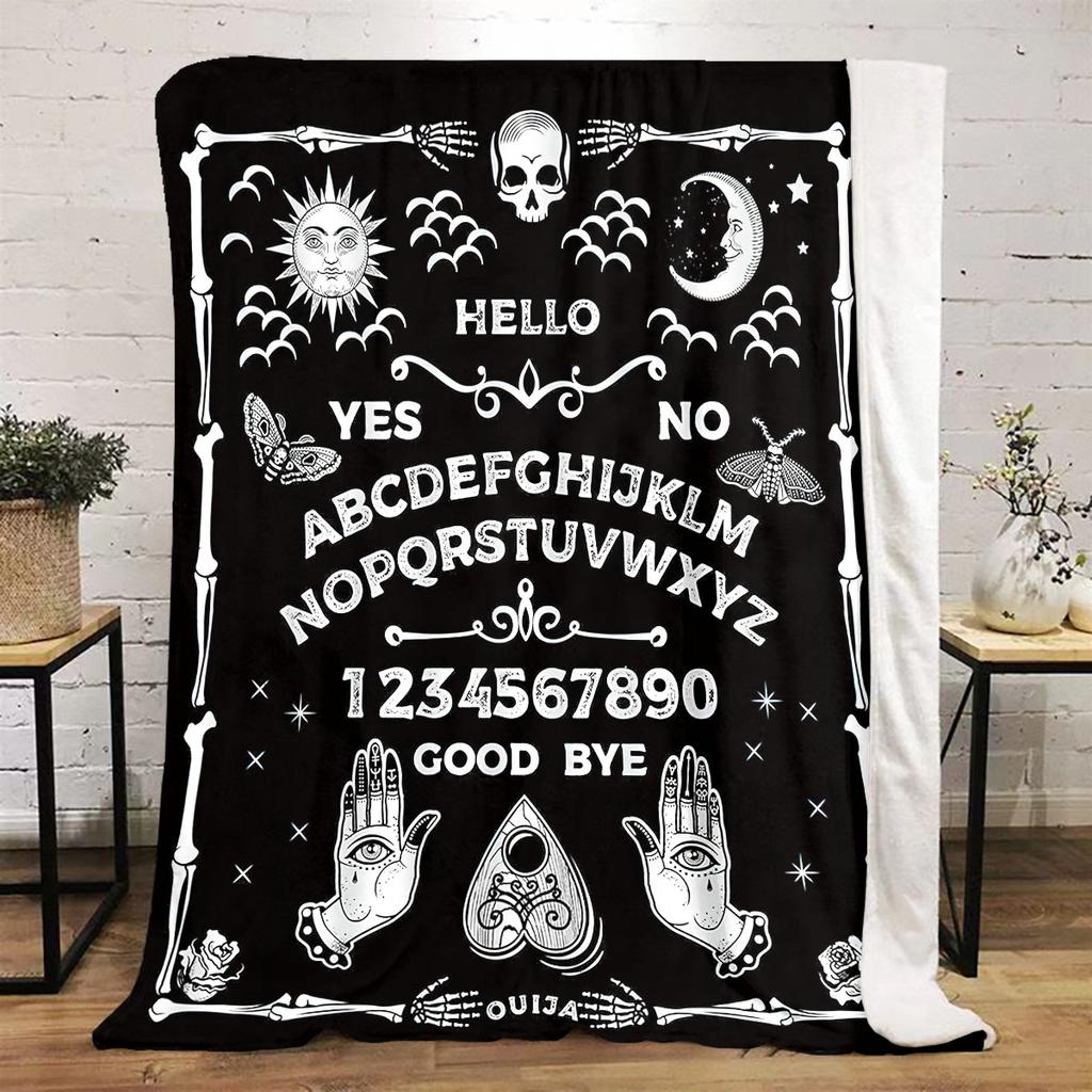 1PC Spirit Board Ouija Print Plush Blanket Perfect All Seasons Soft Comfortable Sofa Office Travel Festive Gift