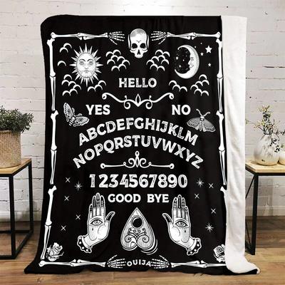 1PC Spirit Board Ouija Print Plush Blanket Perfect All Seasons Soft Comfortable Sofa Office Travel Festive Gift