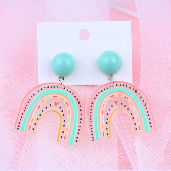 1 Pair Stud Earrings Cute Allergy Free Acrylic Creative Design Rainbow