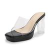 Fashion 2025 Transparent PVC Slippers Plus Size Crystal Cup High-heeled Casual Shoes Sexy Women Open Toe Transparent Slippers