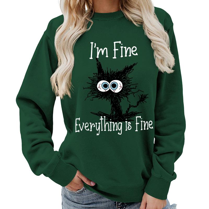 Weekends Printed Round Neck Women's Top Sweatshirt for Autumn Winter Casual Loose Fit Pullovers & Long Sleeves Women’s