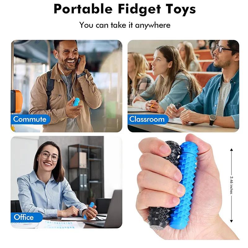 3D Printed Pain Stim Fidget Toys Rotating Spiky Grippie Sensory Input Anxiety Autism Office Travel Novelty Toy Spike Roller