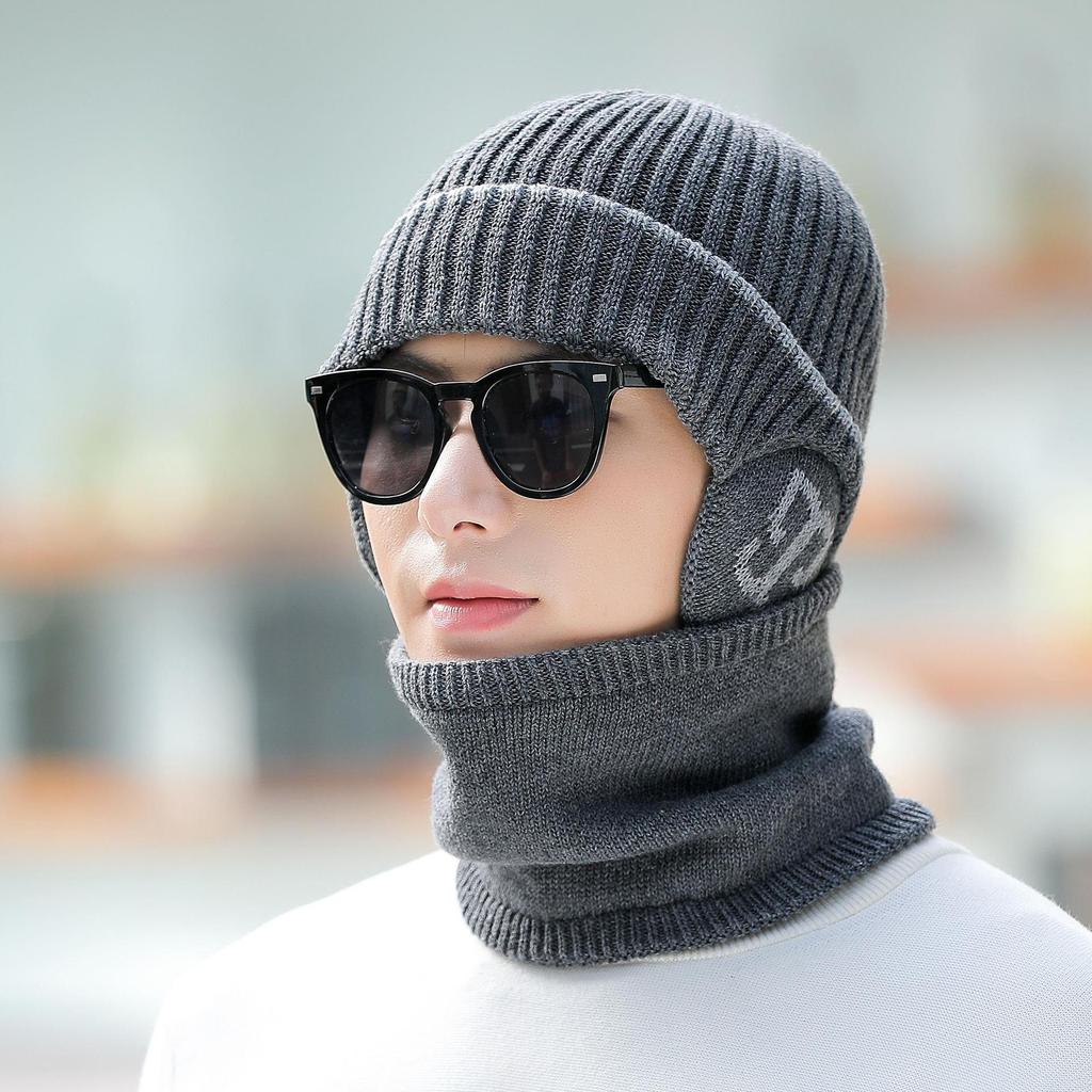 Hats for Men Winter Warm and Cold Proof Woolen Hats Men's Knitted Hats Men's Big Head Cold Hats Boys' Chaowenling Cotton Hats