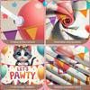 Cat Birthday Decorations Door Cover Banner Colorful Kitten Balloons Let's Pawty Happy Birthday Backdrop for Cat Lover Kitty Cats Pawty Bday Party