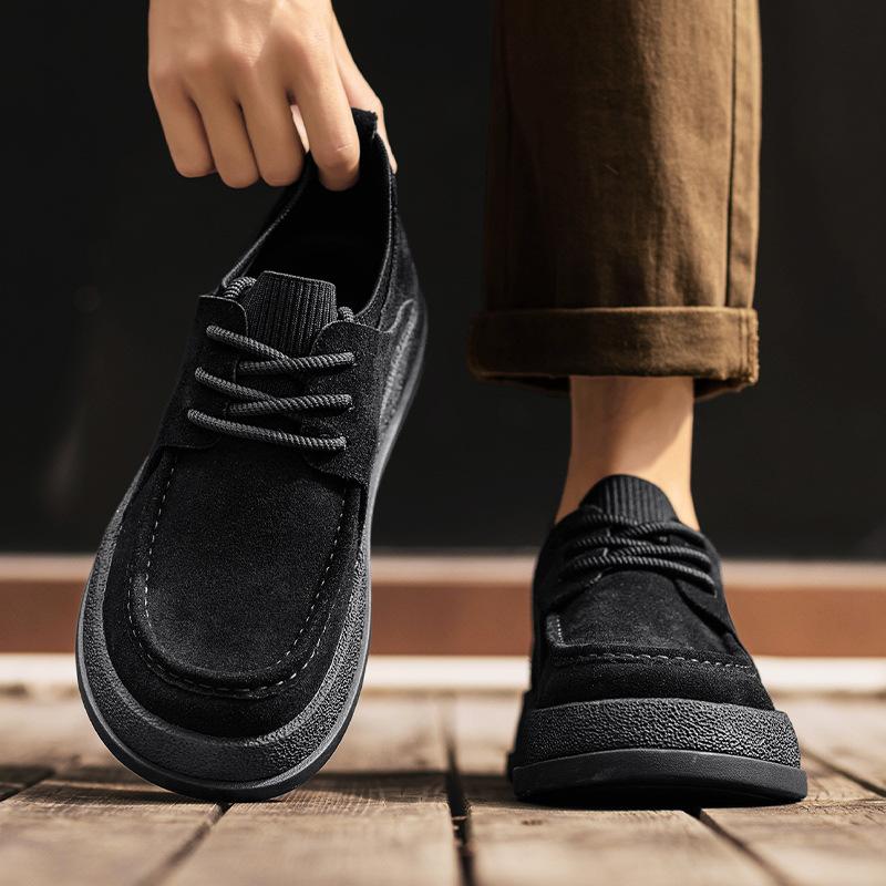Shoes New Winter Flip Fur Board Shoes Leather Shoes Business Casual Soft Sole Black Sports Beanie Shoes