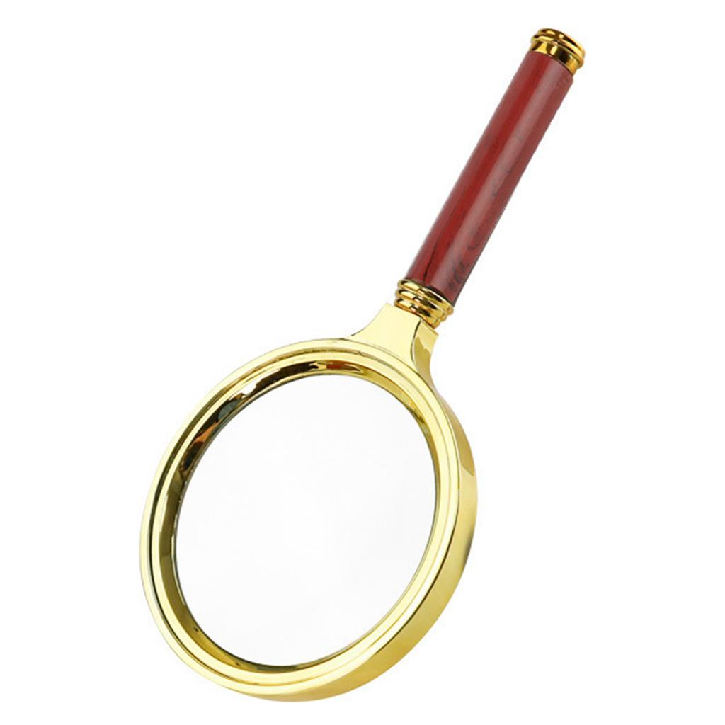 Magnifying Glass Wooden Handle 10x Magnification Zinc Alloy Frame Portable 155x70x15mm Handheld Reading Magnifier