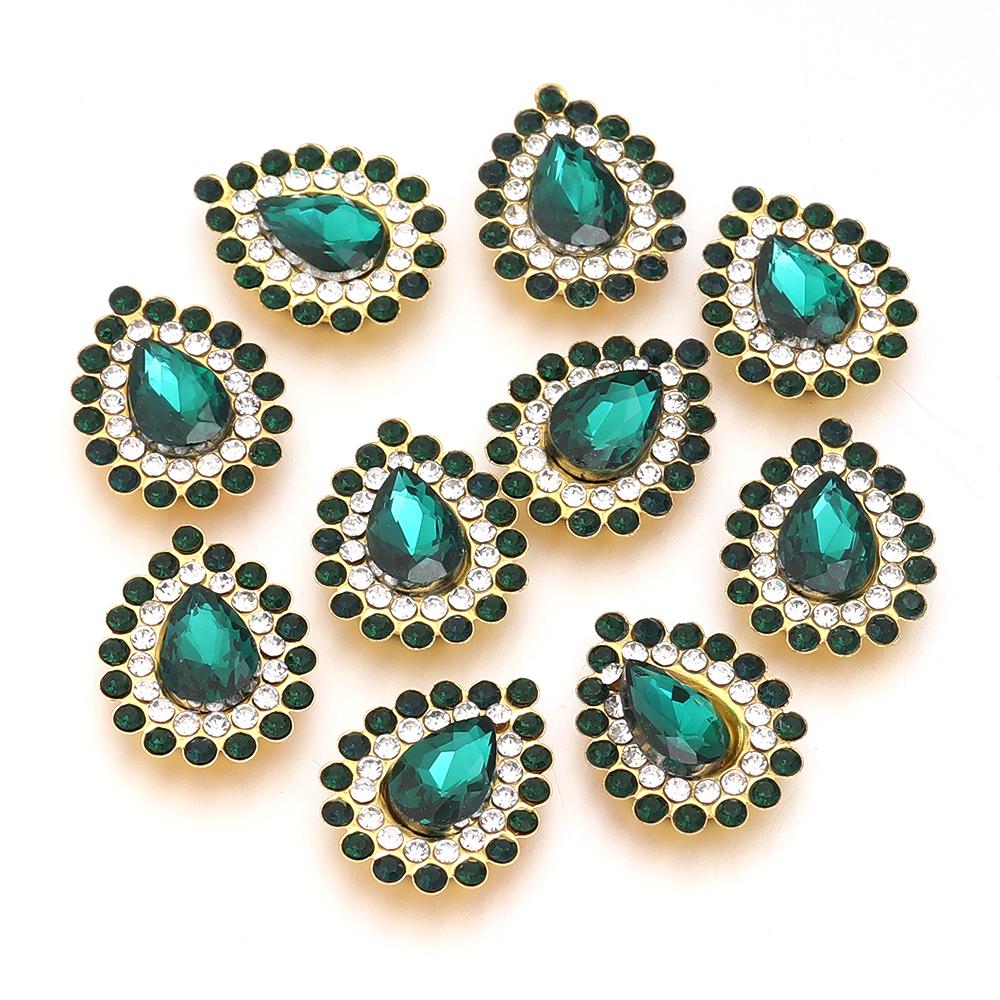 10pcs/lot Sunflower Waterdrop Rhinestones Metal Gold Claw Bottom Acrylic Rhinestones Beads DIY Earrings Headwear Jewelry Making