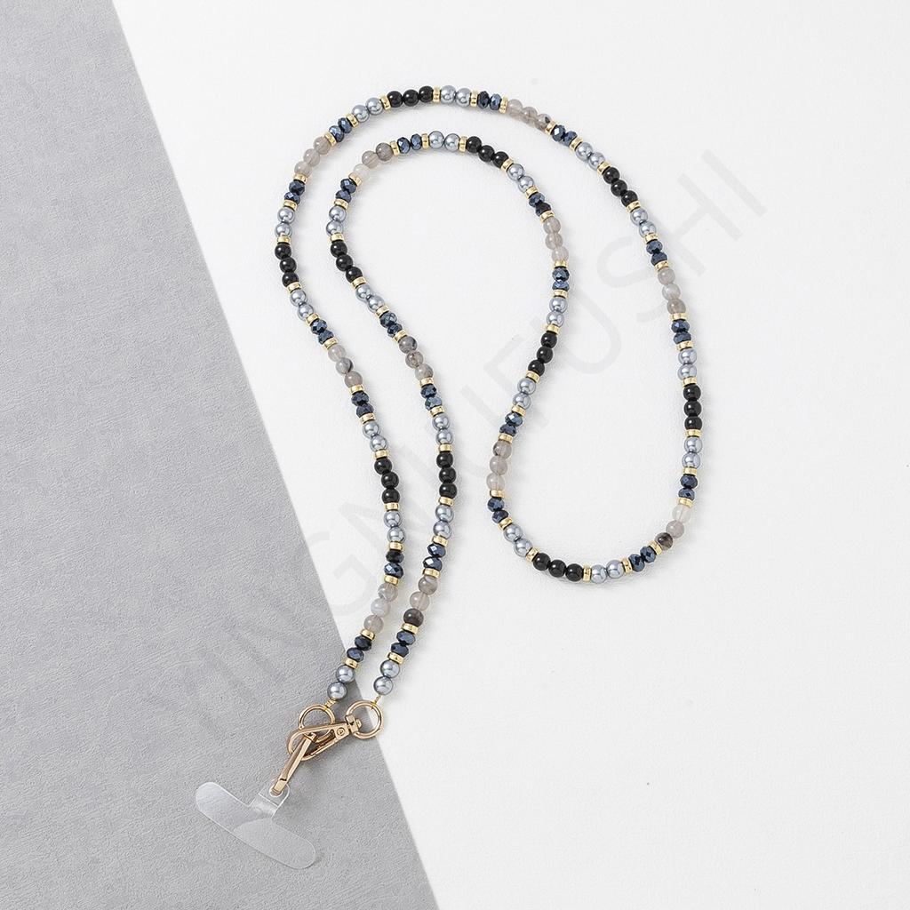 New mobile phone lanyard can carry crossbody chain long DIY pearl chain pendant mobile phone case keychain pendant