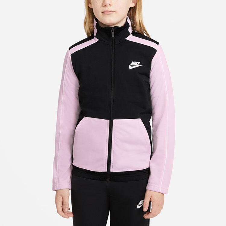 Nike Ležérní sportovní souprava barevný blok nápisy dětská souprava růžová černá DH9661-011