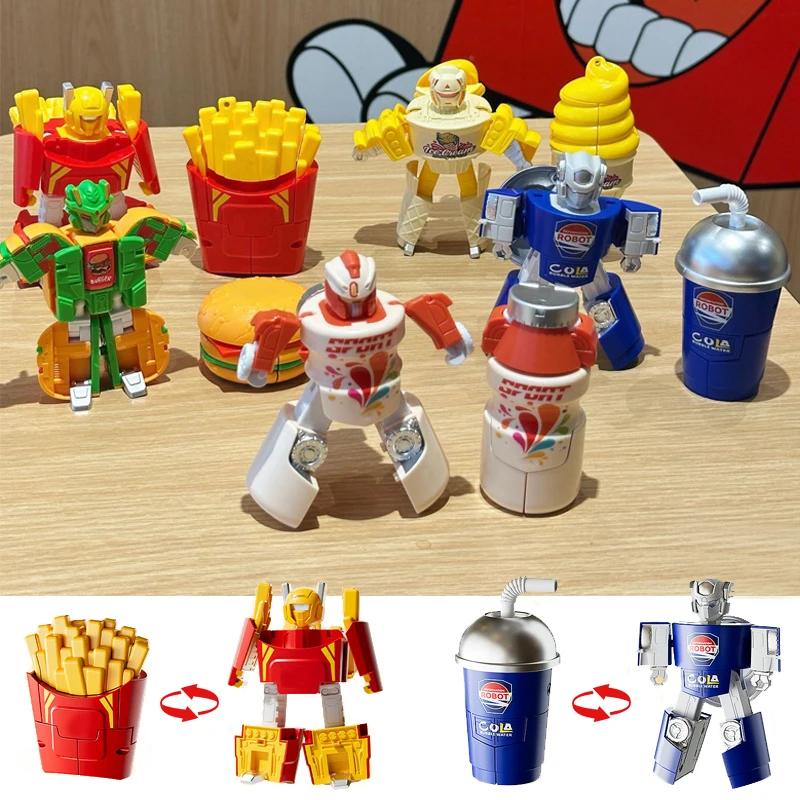 Transform Mech Model Plaything Dual Form Transform Robot Plaything Simulation Ice Cream, Fries, Burger Play House Children'S Surprise Present