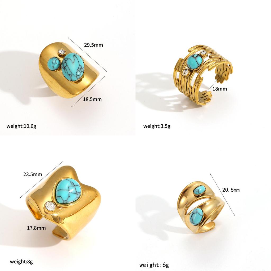 Geometrischer Edelstahlring für Damen mit Edelsteinakzenten Handgefertigter Schmuck