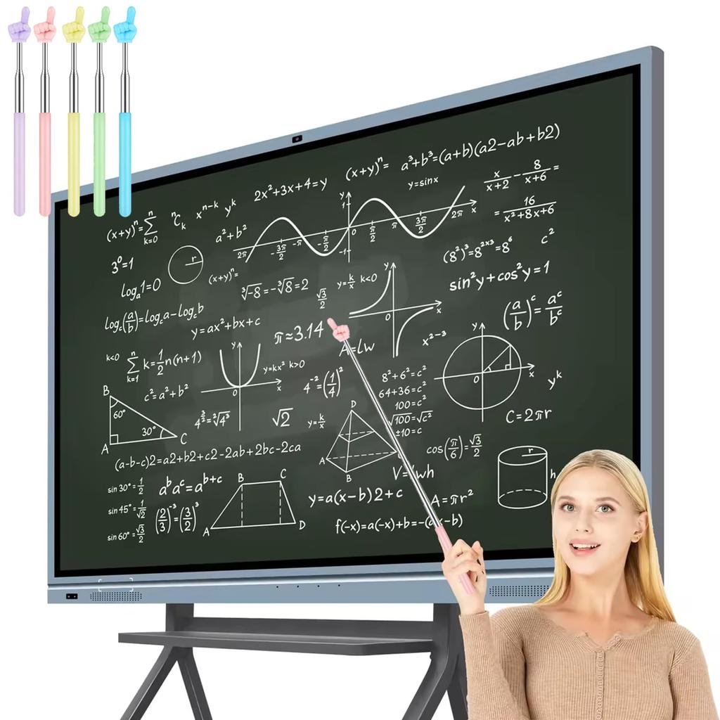 Quasarion Telescopic Directional Indicator with Hand Pointer for Teaching and Convenient Teacher's Pointer, 5-Piece Set, Non-Slip Grip, Classrooms,
