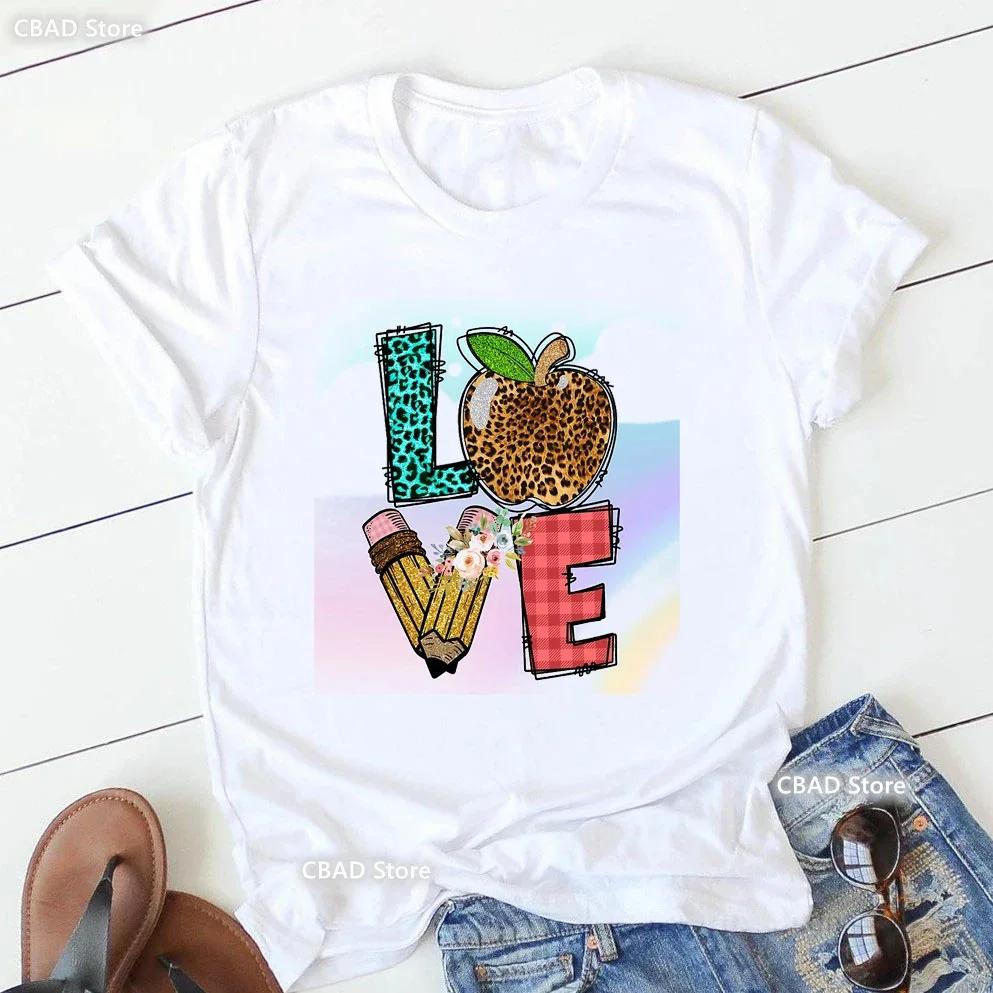 Hot Selling Women's Top Hot Selling Love Personality Pattern Printed Short-sleeved T-shirt Women Summer polyester fabric