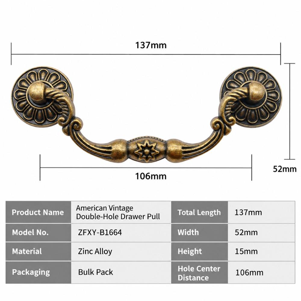 Zinc Alloy Cabinet Handles Antique Bronze Furniture Handles Classic Dresser Knob Home Furniture