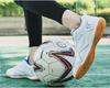 Unisex Indoor Futsal Shoes with Flat Cowhide Sole for Wooden and Cement Floors—Ideal for Youth and Student Training.