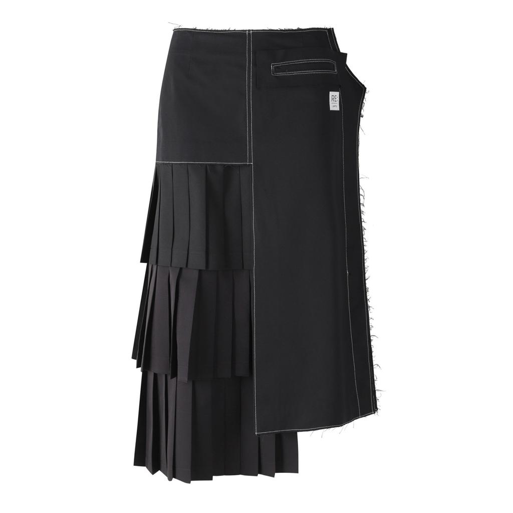RECODE Unbalanced Pleated Skirt_Rqkam24532Bkx