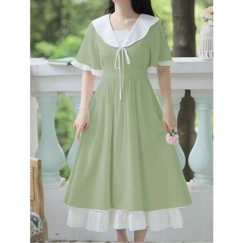 Girls  Fashionable Dress for Summer, Children s Sweet Princess-style Dress S зелёный