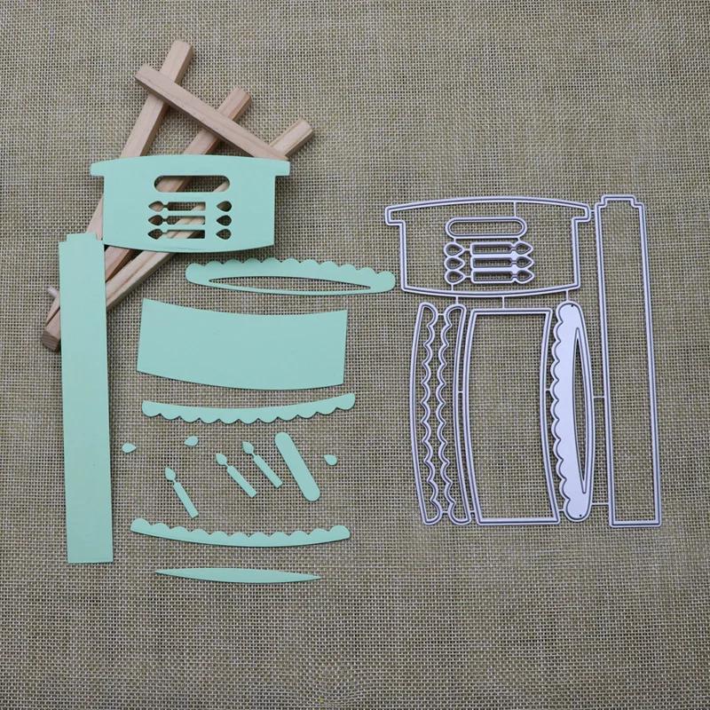 Birthday Cake Frame Metal Silvery Stencil Embossing Cutting Dies For Diy Scrapbooking Paper Album Cards Making