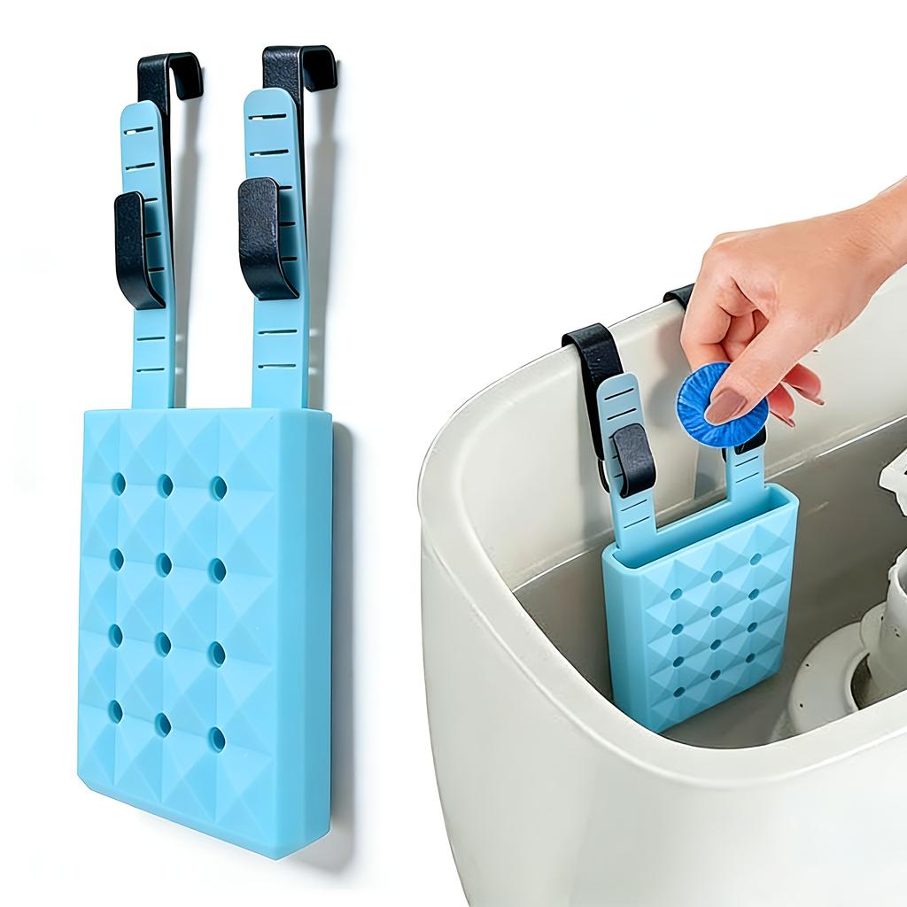 Adjustable silicone toilet tank cleaning stand,Hanging toilet cleaning box with hook Can collect residue from the toilet Prevent the baffle from
