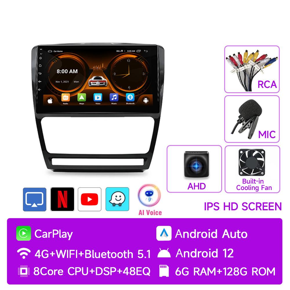 JIUYIN AI Voice 2 din Android Auto Radio For Skoda Octavia 2 A5 2008-2013 Carplay 4G Car Multimedia GPS 2din autoradio