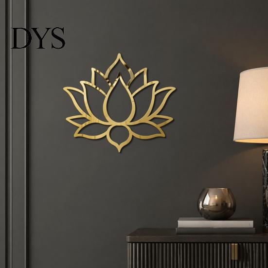 Acrylic Lotus Mirror Wall Sticker Sticker, Flower Decal, Zen Style Chinese Ornament Self Adhesive Decoration for Living Room Bedroom Yoga Studio