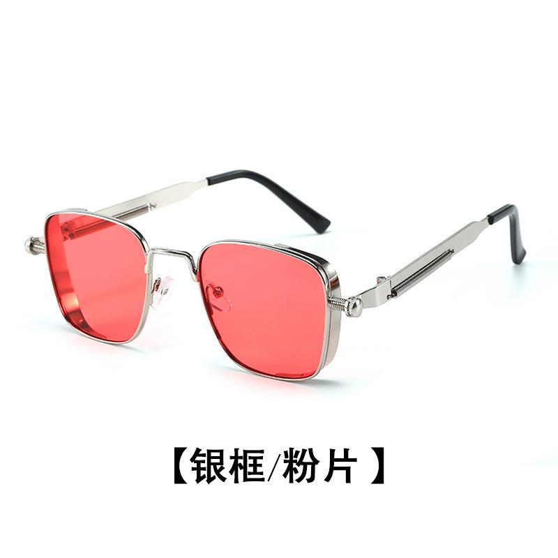 Retro Steampunk Sunglasses Men Metal Frames Spring  Punk Glasses UV400 Fashion Street Eyewear