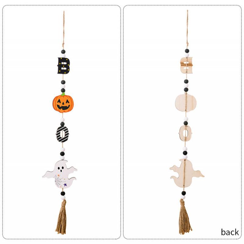 Halloween Wooden Ornament Pumpkin Bat Tassel Pendants Home Hanging Decor for Wall Door Car Halloween Party Decoration Crafts