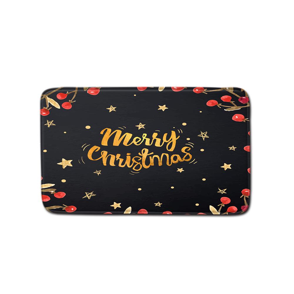 Christmas Shower Curtain Floor Mat Combination Four-Piece Set Kitchen Door Mat Bedroom Living Room Carpet