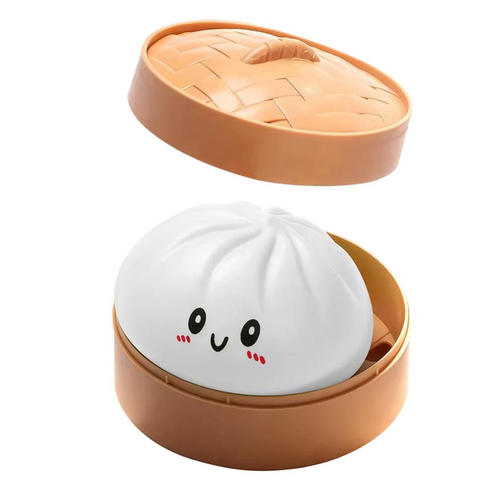 Colorful Dumpling Stress Balls Fidget Sensory Toys Simulation Food Squishies with Steamer Squeeze Dough for Anxiety Relief Gifts