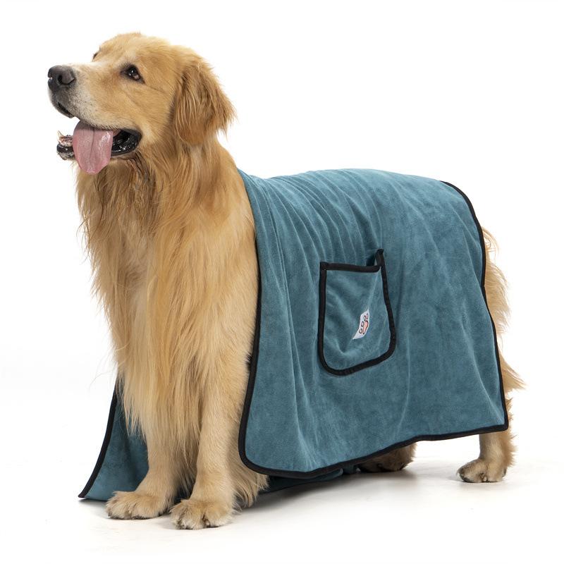 

Pet Towel Dog Bathrobe Water Absorbent and Quick Drying Cleaning Beauty Glove Style Pocket Dog Bath Towel Accessori Cani M 100x50cm зелёный