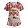 Women's Fashion V-Neck Short Sleeve Overalls With Pockets Christmas Printed Tops  Clothes
