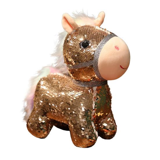 Sequin Horse Doll National Style Fabric Auspicious Meaning Zodiac Horse Theme Doll Traditional Crafted Pony