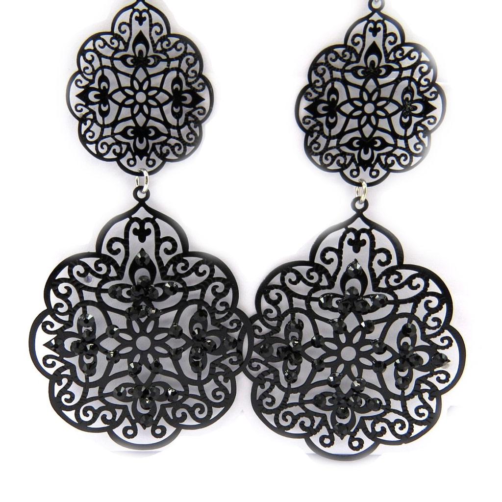 Les Trésors De Lily [L6404] - Black 'Carmen' Earrings
