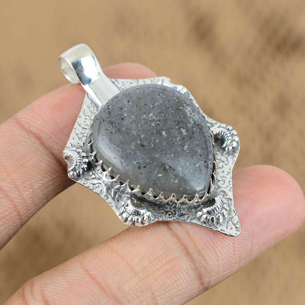 Birthday Gift For Her Natural Black Sunstone Gemstone Pendant 925 Silver
