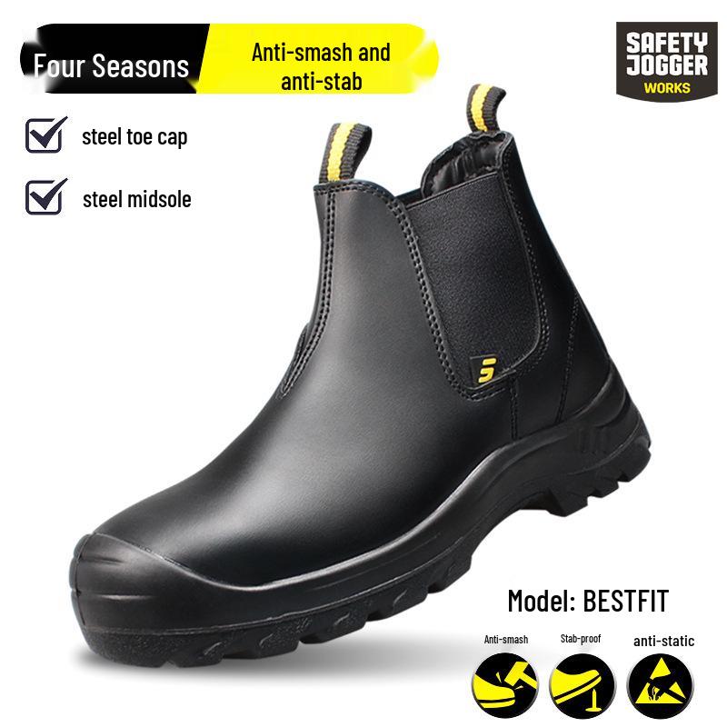 Safety Jogger Men's BESTFIT Steel Toe Work Shoes - Saddle Style, Anti-Smash, Anti-Puncture, Anti-Static Cowhide.