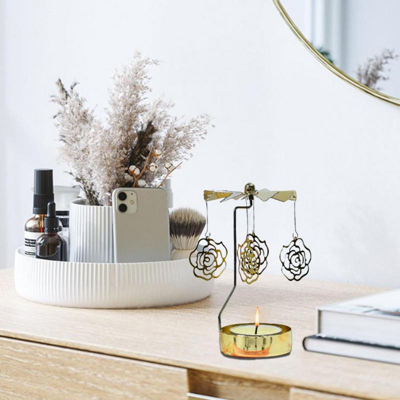 Drehbares Kerzenständer-Tablett Thermisches Rundes Tablett Drehbarer Kerzenständer Duftkerze Romantische Drehlaterne Tischdekoration