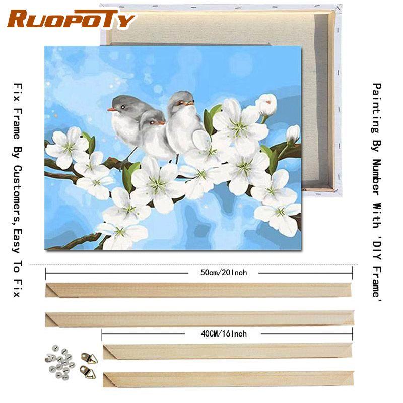 RUOPOTY With DIY Frame Animals DIY Painting By Numbers Modern Wall Art Canvas Hand Painted Oil Painting For Home Decoration