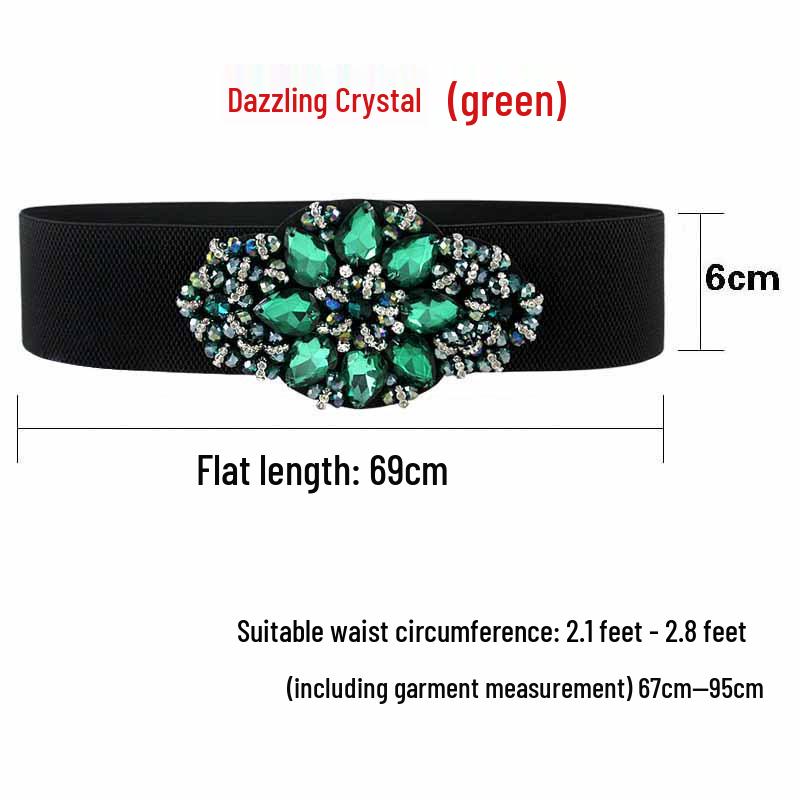 Women's Rhinestone Flower Elastic Waist Belt