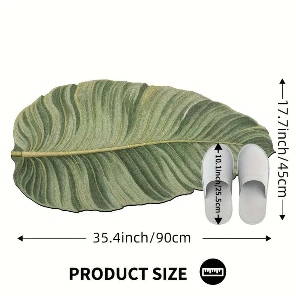 

Green Leaf-Shaped Printed Carpet Home Decoration, Bathrooms And Entrance Door Mats, Highly-Absorbent And Dirt-Resistant 45x90cm