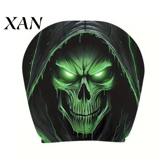 Vehicle Interior Comfort Accessories Halloween Car Headrest Cover, Scary Pattern Print Stretchable Soft Fabric Guard Protector, Breathable Polyester