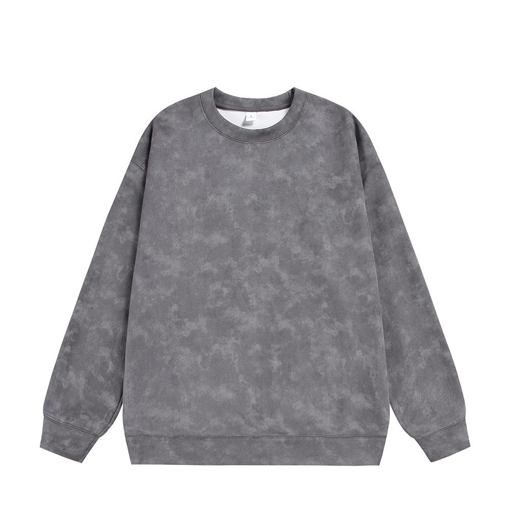 Men's Autumn Casual 360g Heavyweight Tie-dye Suede Fleece Round Neck Hoodie Jacket